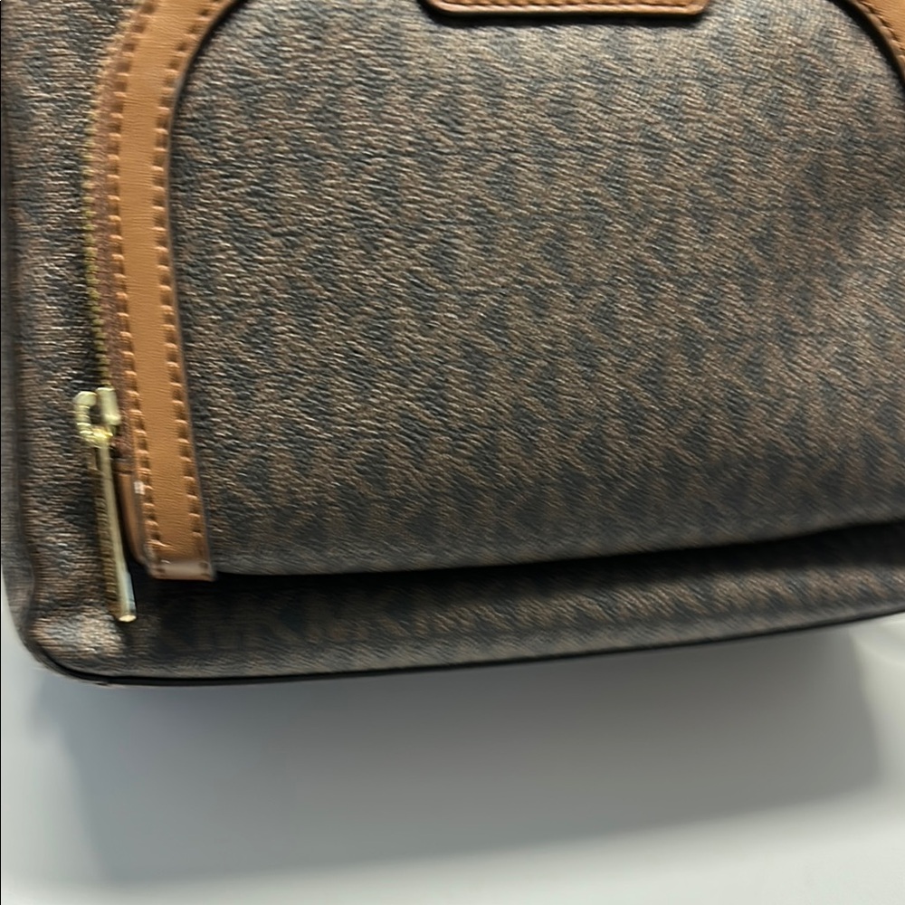 Michael Kors Brown Monogram Backpack with Gold Hardware - Picture 3 of 16